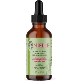 Mielle Organics Aceite Fortalecedor Del Cuero Cabelludo y Del Cabello de Romero y Menta 2 Onzas 59 Ml Infusionado Con Biotina Para un Cabello Mas Largo Fuerte y Saludable