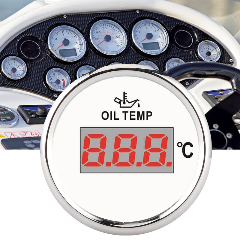 Universal Digital Oil Temperature Gauge 52mm 50‑150℃ W/Red Backlight 12V/24V