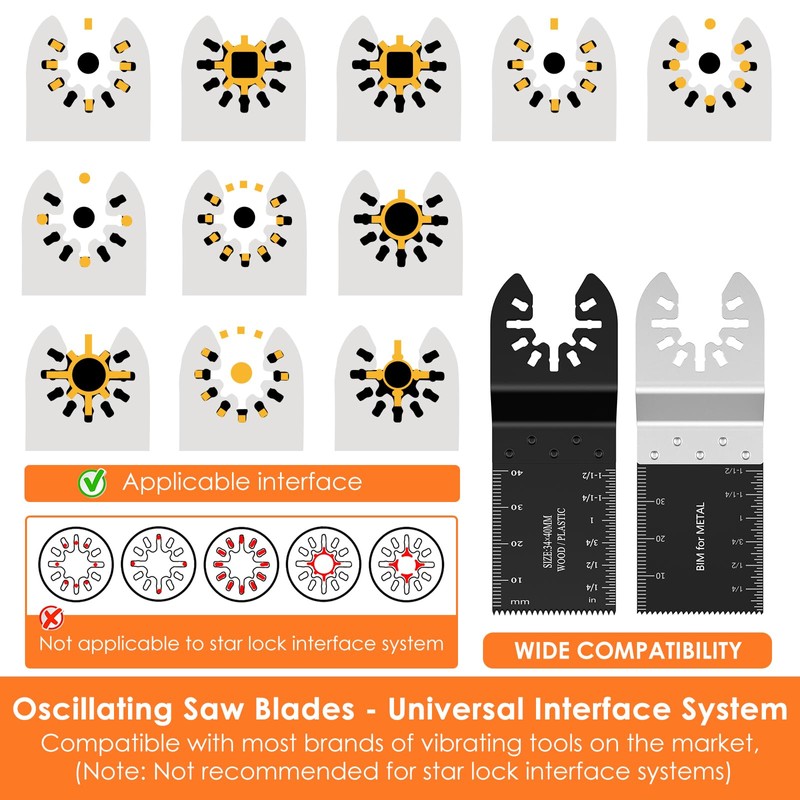 33Pcs Oscillating Saw Blades Set, Universal Titanium Bimetal Oscillating Multi