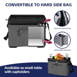 ADDIMOR 40Can Collapsible Cooler Box, Versatile Insulated Leakproof Cooler Bag with Hard Inserts and 4 Cup Holders, Large Ice Chest for Beach, Travel, Camping, Picnic