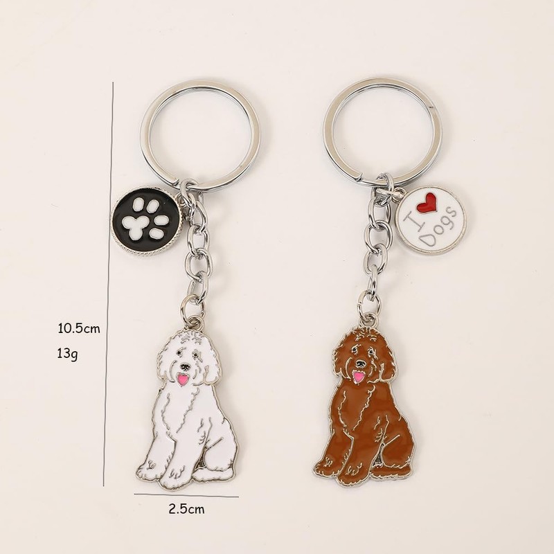 BT Bear Dog Keychain,Cute Metal Keychain,Bag Charm, White Bichon Frise