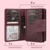 ekavale Ladies Floral Pattern RFID Protection Leather Multi Pocket Tri