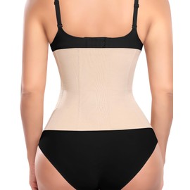 Werena Waist Trainer for Women Shapewear Tummy Control Corset Cincher Steel Boned Body Shaper Sports Girdle Trimmer Belly Band Belt(B# Beige-2, Large)