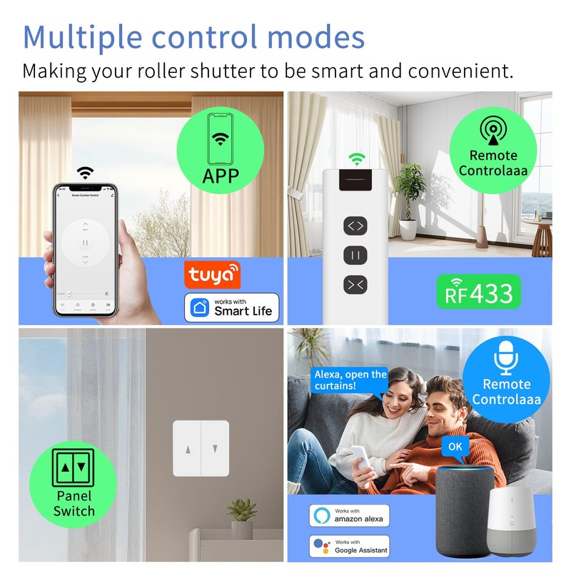 Mini Smart Curtain Switch, DIY RF & WiFi Tuya App