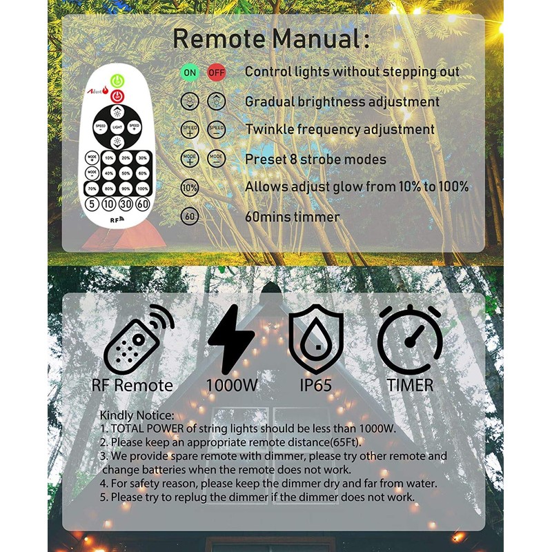 YI LIGHTING - 1000W Max Outdoor Dimmer Controller for String