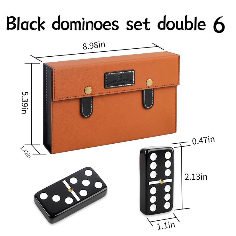 Bucher&Rossini Dominoes Set Double 6 - Classic Black Domino's Game