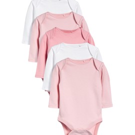 Next Baby Girls' Long-Sleeved Bodysuit GOTS Organic Cotton Pack of 5 -