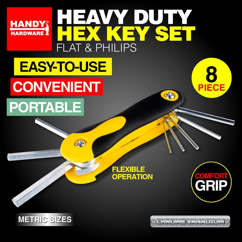 Handy Hardware Flat and Philip Head Hex Keys 8-Piece Set,