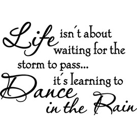 Life Isnt About Waiting for The Storm to Pass Its Learning to Dance in The Rain Vinyl Wall Decal Inspirational Vinyl Wall Art Sayings Inspirational Quotes