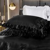 Guchuang Bedding Black Silk Ruffle Bedding Set Luxury Duvet Cover