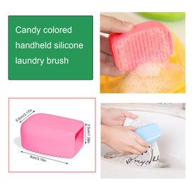NentMent 2 Pack Mini Silicone Washboard Handheld Laundry Brush Washing Board Scrubber Finger Wash Board for Cleaning Collars Cuffs Stains Tough Spots Garments Socks (Blue + Pink)