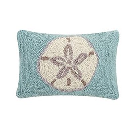 Peking Handicraft Nautical Beach Sand Dollar Hooked Pillow - 8" x 12"