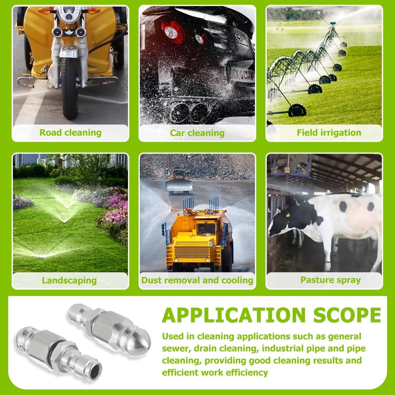EPLZON 5000 PSI Stainless Steel Sewer Jetter Nozzle with 1/4in