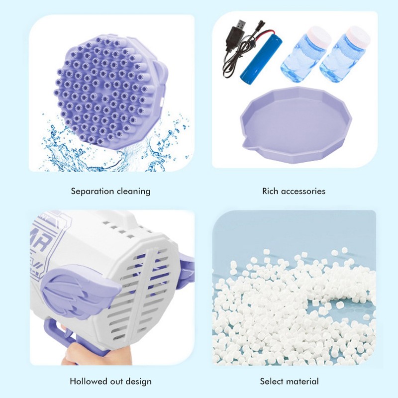 Children Bubble Machine Gun 80 Hole Bubble Machine Launcher Bubble