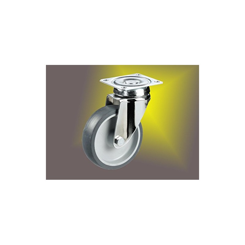 Stainless steel apparatus wheels, diameter 75 mm, plate attachment, rust-proof,