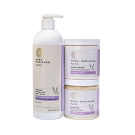 Shea Radiance 3-Piece Care Product Bundle - African Black Soap Body Wash, Nourishing Body Cream & Whipped Butter - Unscented, Lavender and Citrus - Scent: Citrus & Spearmint
