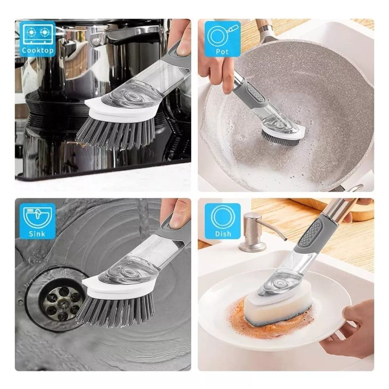 Veraly Set Cepillo Base Soporte 4 Puntas Limpieza Profunda Hogar