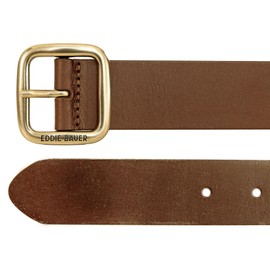 Eddie Bauer Women Casual Leather Belts with Durable Metal Buckle, Center Bar-Tan, Large