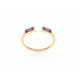 Amethyst Rings, 18K Gold Rings for Women Teen Girls That Don't Tarnish - Real 925 Sterling Silver Rings, Stackable, Chunky, Dainty February Birthstone Gifts (Anillos Para Mujer, Rectangle - Size 7)