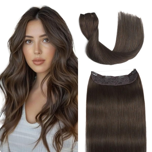 Sindra Wire Hair Extensions Medium Brown Fish Line Hair Extensions