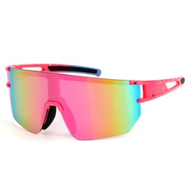 Heveer Cycling Glasses Sunglasses Men's Polarised Sports Glasses UV400 Frameless Protective Glasses for Riding Running Sports Outdoor Pink