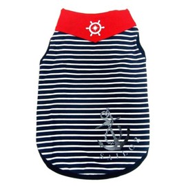 Happy Puppy Blue Striped Sailor Tank Dog Top, Extra-Small