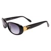 Old School Gold Embellish Temple Rectangular Black Sunglasses
