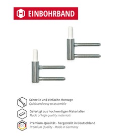 Gedotec Drill Tape Variant Frame Part V 3400 WF for Hinged Doors, Galvanised Steel, Stop DIN Left and Right, Load Capacity 40 kg, Pack of 2, Door Hinges for Room Doors, Interior Doors on Wooden Frames