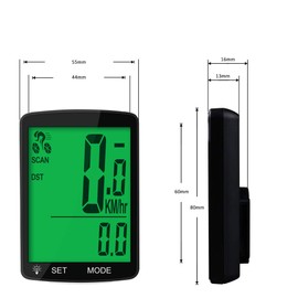 Ewolee Cycle Computer, Bicycle, Wireless Cycle, Speedometer, Large Screen Display, Waterproof, Backlight, Odometer, Timeter, Temperature, Calories Burned, Multi-functional (Green)