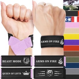 TECEUM Lifting Wrist Straps with Neoprene Padding Support – Beige – Arms on Fire – Heavy Duty Wrist Workout Straps For Men and Women – Ideal for Powerlifting, Strength Training, Bodybuilding