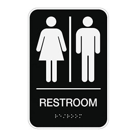 Cosco ADA Sign, MENS/WOMEN Combo, 6" x 9", Black (098096)