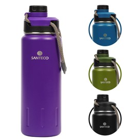 YSSOA Insulated Water Bottles 24 oz, Stainless Bottles with Lanyard & Wide Mouth Spout Lid, Leak Proof, Double Wall Vacuum Water Bottle, Keep Drinks Hot & Cold for Hiking Camping - Purple