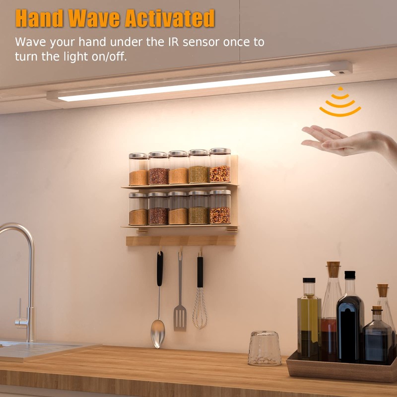 MYPLUS 16 Inch Under Cabinet Lights with Hand Wave, Under