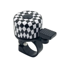 TPZORJX 1 Piece Children's Bicycle Bell, Mini Aluminium Loud Bicycle Bell, Mountain Bike Accessories, Kids Bicycle, Scooter, (Black/White Check)
