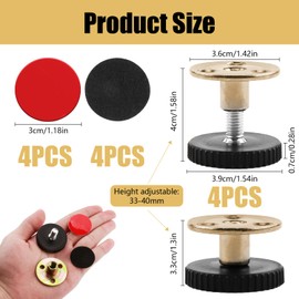 Qaum 33-40 mm Height-Adjustable Feet, Pack of 4, Adjustable Device Feet, Furniture Feet, Support Foot with Anti-Scratch Pad Cushioning Pads and Mounting Accessories for Cupboard, Bed Foot, Sofas