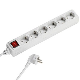 Vivanco ES6 W15 6-Way Power Strip with Switch 1.40 m Cable White