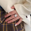 Irregular Pearls Women's Silver Ring, Open Adjustable Pearl Ring, Shiny