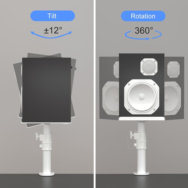 suptek Clamp-on Speaker Stand Desk Mount Set, Height Adjustment, Tilt,