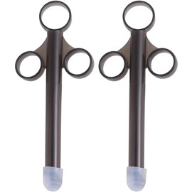 Mokkker 2Pcs Lube Applicator Syringes, Tube Launcher Shooter Reusable Lubricant Oil Injector Propeller Lube with Smooth Round Cap Syringes for Men Women Black