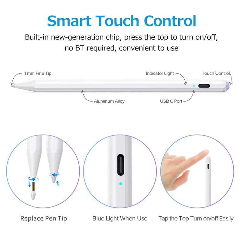 Active Capacitive Pen Stylus Pen Silicone Tip Palm Rejection Sensitive