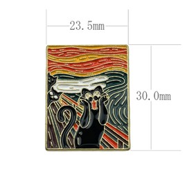 EDEN Munch Parody Black Cat Screaming Pin Badge [E1037]