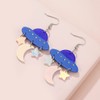 Creative UFO Space Alien Dangle Earrings Novelty Weird Acrylic Aliens