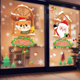 10L0L Christmas Window Stickers Funny Window Decorations Window Clings Snowflake Xmas Window Stickers Double Sides Christmas Window Decals Reusable Window Christmas Stickers for Glass Decorations