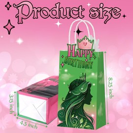 Kolldenn 24 Pcs Pink and Green Birthday Party Decorations Witch Party Goodie Bags with Handle for Witch and Princess Gift Bags