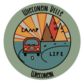 Wisconsin Dells Wisconsin Souvenir 4 Inch Vinyl Decal Sticker Camping Design