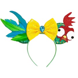 Hei Hei Chicken Sequin Minnie Mouse Inspired Ears Alice Headband With Big 5" Yellow Sequin Top Bow Girls Handmade