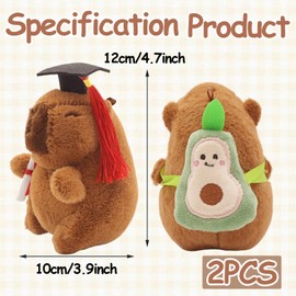 2 Pack Capybara Keychain Plush, Capybara Peluche Cute Key Chain with Back to School Clothes Backpack Accessories, Soft Animal Birthday Party Gift for Adults, Bag Charm