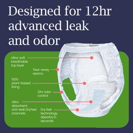 Underx Adult Disposable PullUps Incontinence Underwear - Xtreme Absorbency PullUps, Xsorb Multilayered & Superior fit Technology, Overnight Comfort, Leak Protection & Latex Free (Large,20 Count)