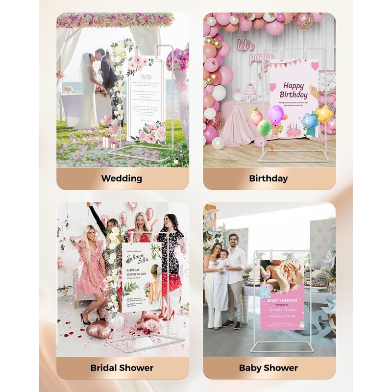 RARTOP Elegant White Wedding Easel Stand, Adjustable 30x20x68 in Welcome