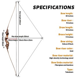 60 Inch Black Hunter Longbow 20-60 Lbs Archery Bow with Stringer Tool Right Hand Hunting Bows for Adults Outdoor Shooting Target Practice (20LBS)